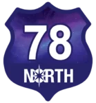 78 North (white letters on a purple shield)