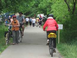 People along Kitchener's Iron Horse Trail for a number of Arts Events and Activites, 