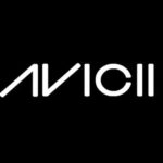 Avicii (white stylized upper-case letters on a black background)