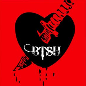 BTSH (black stylized heart on a red background with a knife through it, and white BTSH letters)