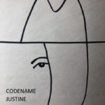Codename Justine (line drawing of 3/4 of a head wearing a fedora)