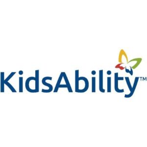 KidsAbility (blue text on a white background, with a colourful line drawing of a butterfly over the last two letters)