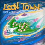 Loon Town | Slow space (illustration of birds flying to the left, with a very large bird with a human head in the centre, a woman with a pennant on a staff riding behind the head, and several organic-looking buildings on the back of the bird)
