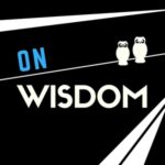 On Wisdom (white silhouettes of two owls on a black background, with diagonal lines)
