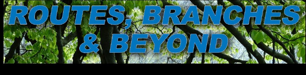 Routes, Branches & Beyond (blue letters over a landscape with a river and trees)