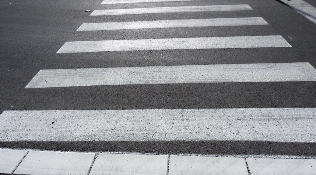 The image of a new crosswalk on a city street