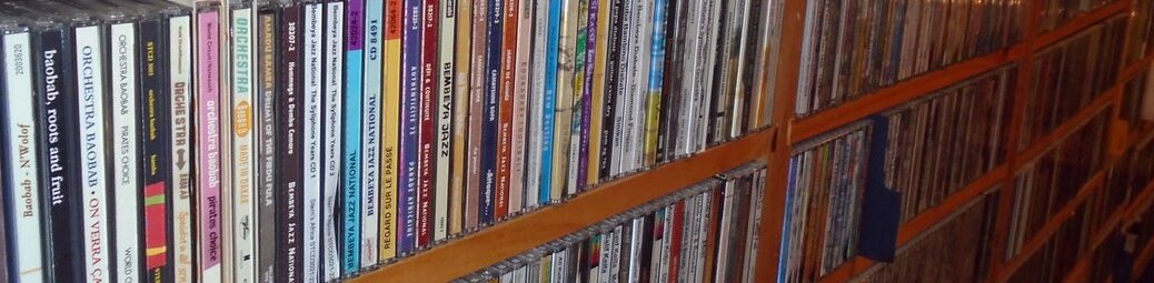 A shelf of CDs