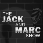 The Jack and Marc Show (B&W illustration of an old style microphone against a brick wall)