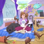 Rainy Day EP (illustration of a woman sitting on a bed surrounded by ferrets)