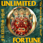 Unlimited Fortune (a ceramic(?) head painted red on a green background with yellow lettering)