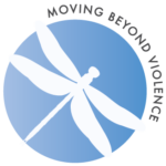 Moving Beyond Violence (words around a blue circle with a silhouette of a dragonfly)