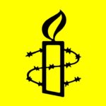 Amnesty International logo (illustration of a candle wrapped in barbed wire, black on yellow background)