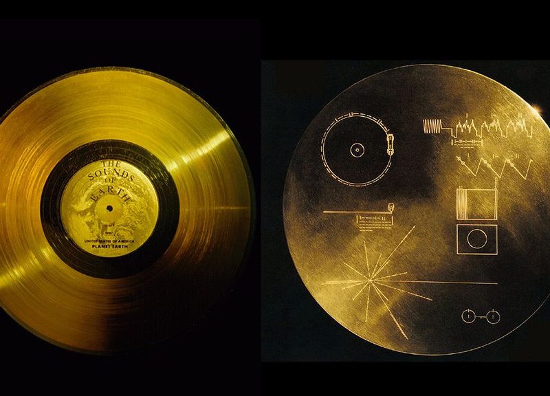 (front and back sides of the Golden Record)