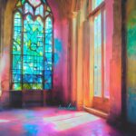 jealous (brightly coloured photo of light streaming into a church window)