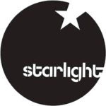 starlight (white stencil lettering in a black circle with a shooting star entering the circle from upper right)